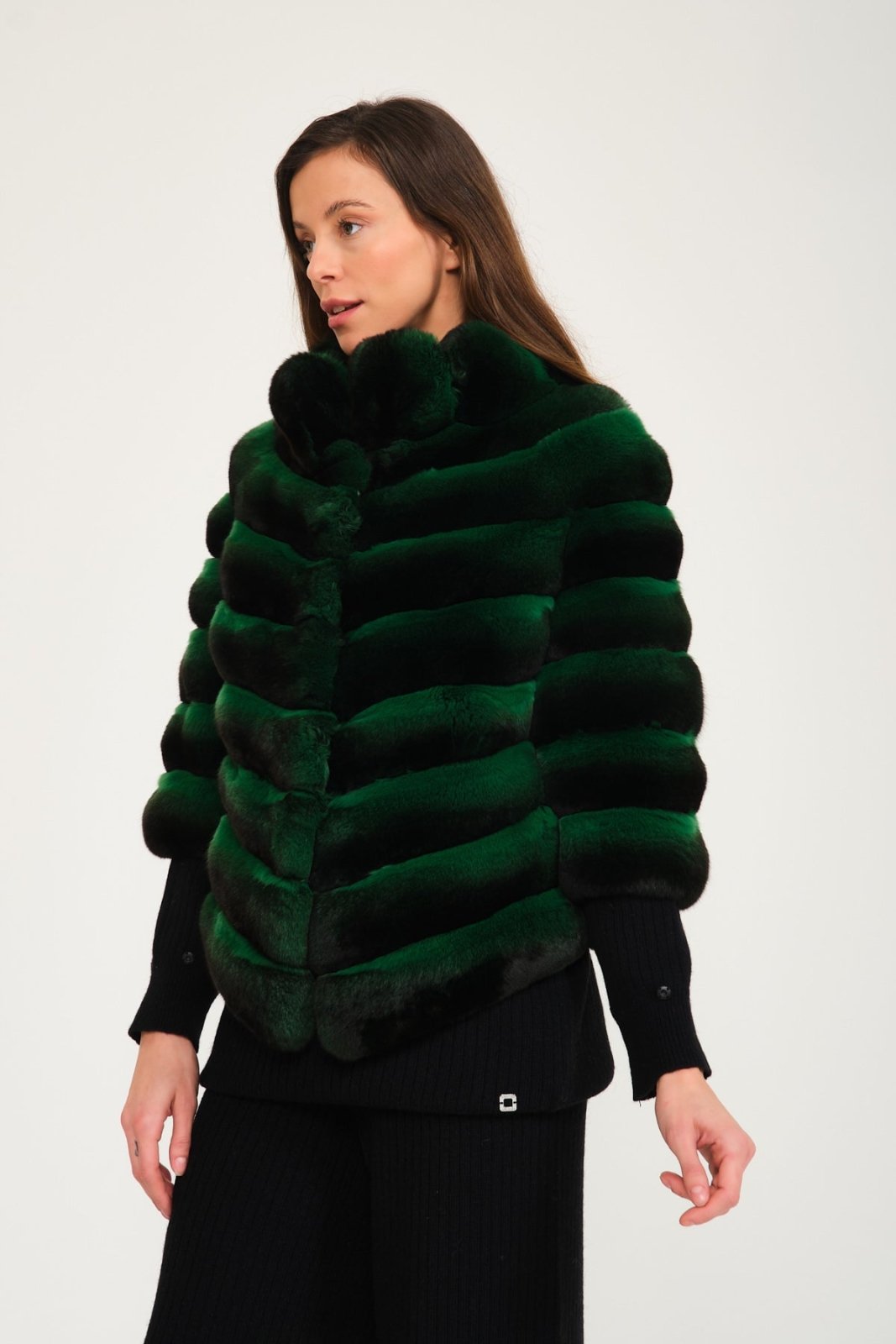 Green Chinchilla Fur Coat - ADAMO