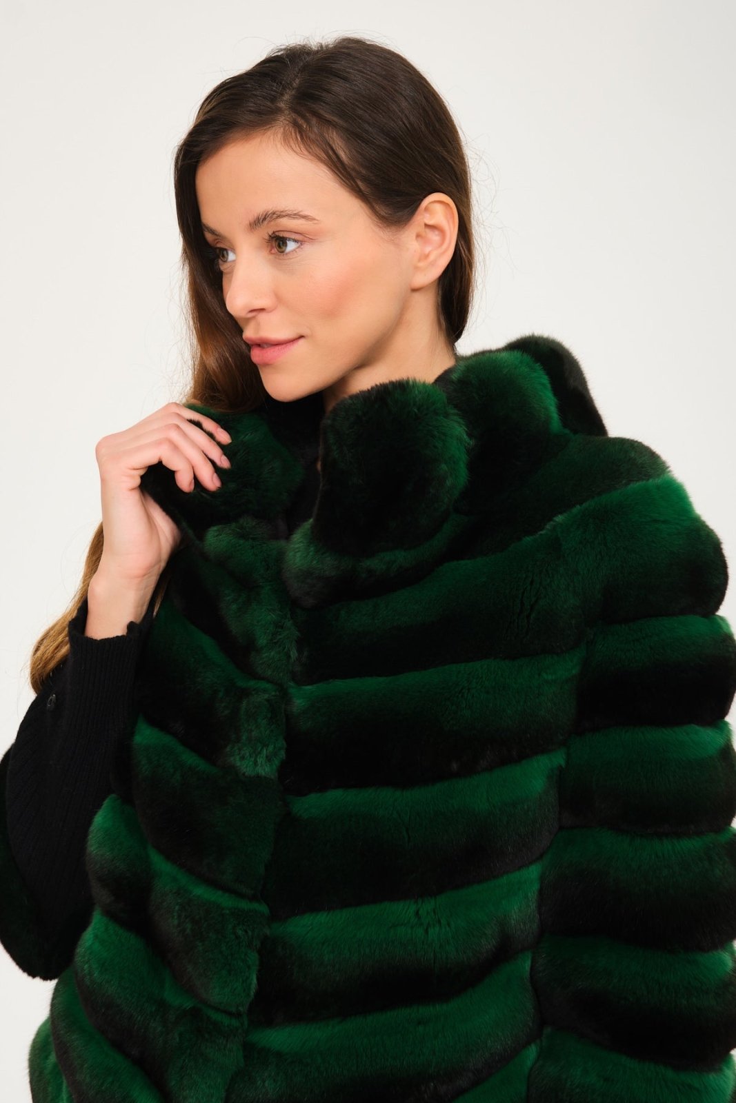 Green Chinchilla Fur Coat - ADAMO