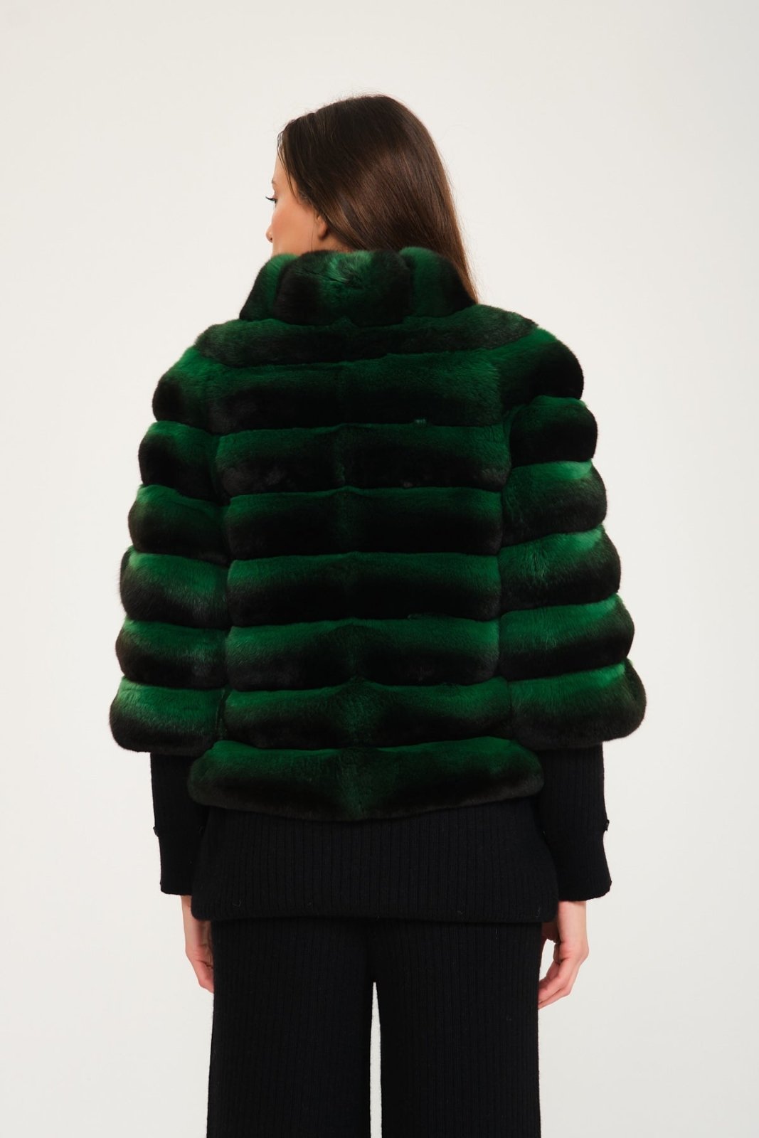 Green Chinchilla Fur Coat - ADAMO