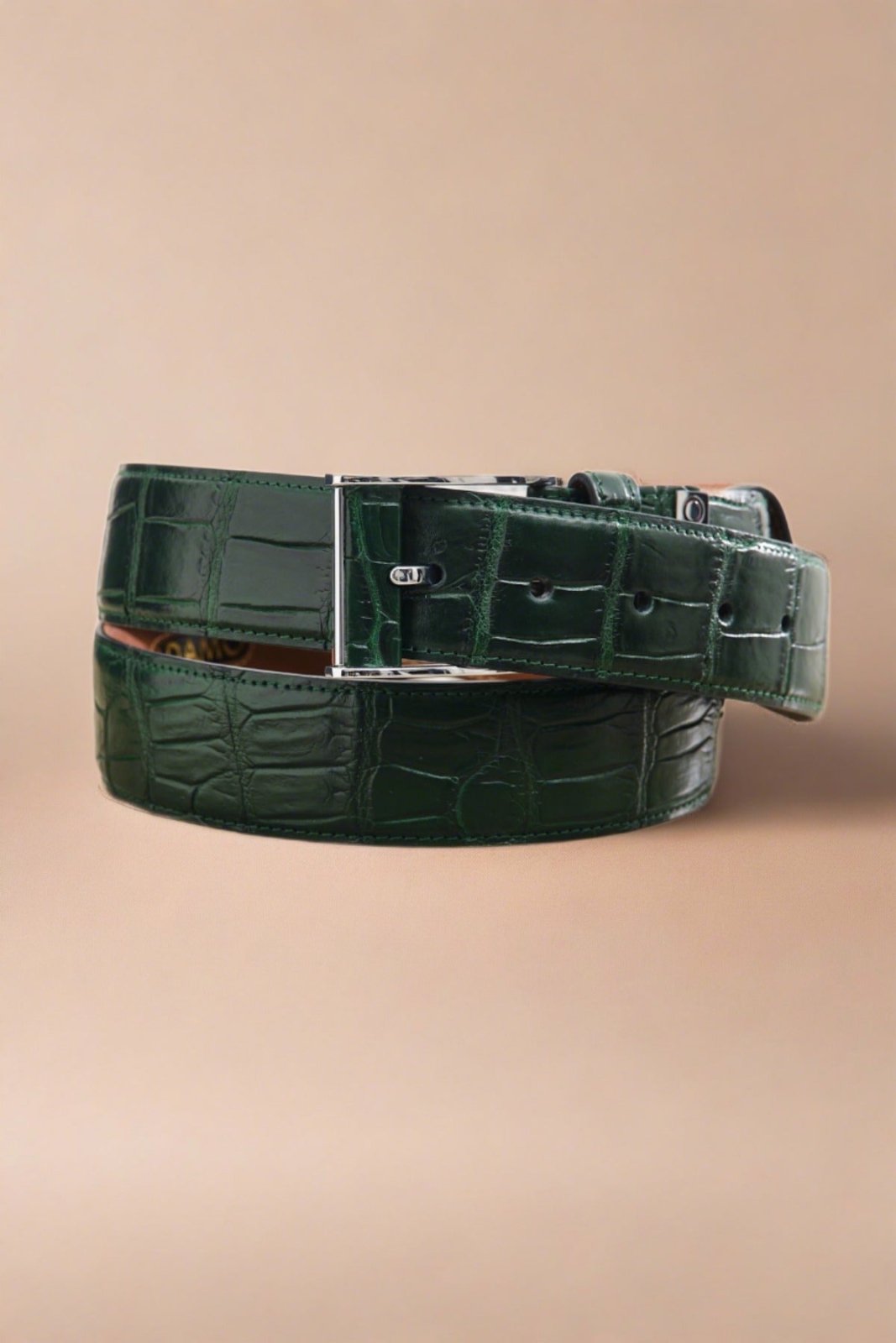 Green Crocodile Leather belt - ADAMO