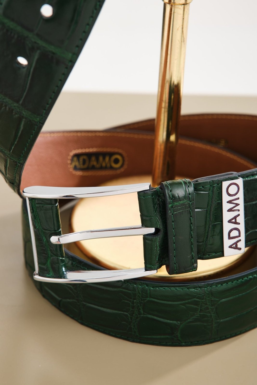 Green Crocodile Leather belt - ADAMO