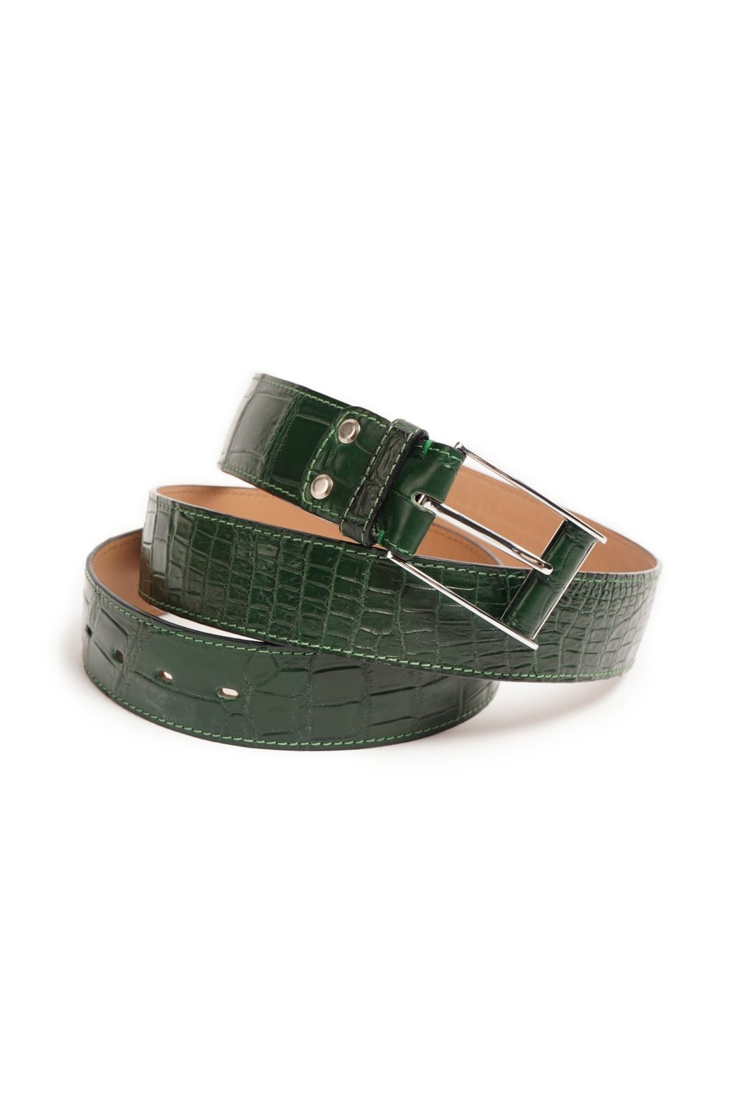 Green Crocodile Leather belt - ADAMO