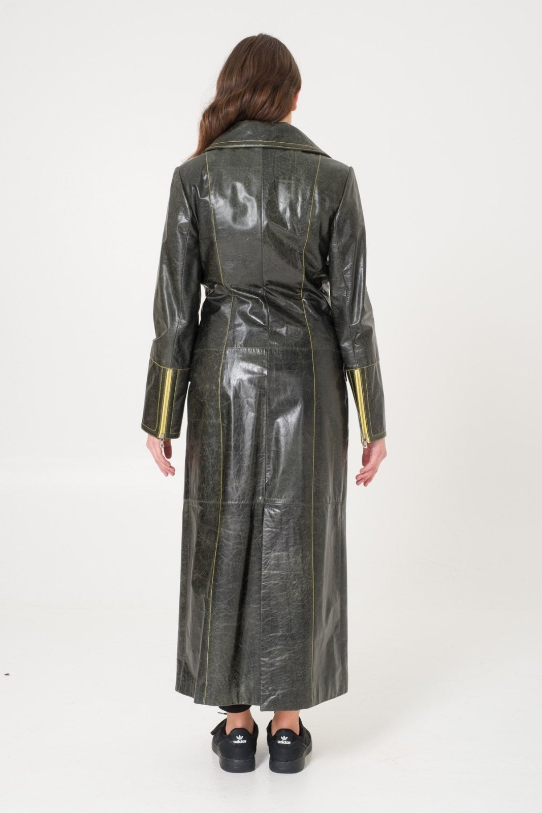 Green Leather Coat - ADAMO