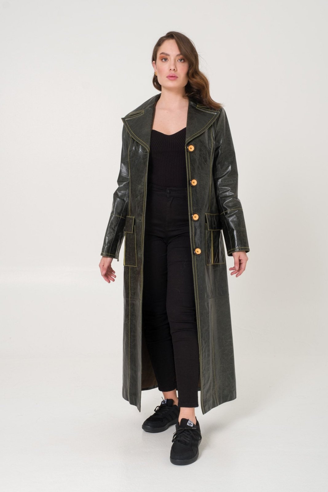 Green Leather Coat - ADAMO