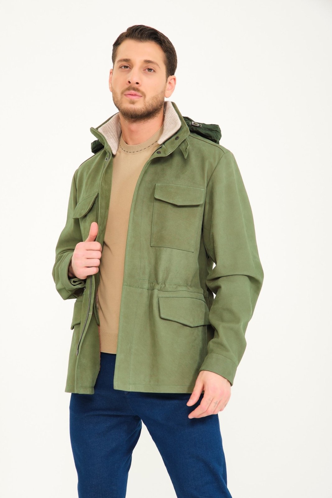 Green Leather Jacket - ADAMO