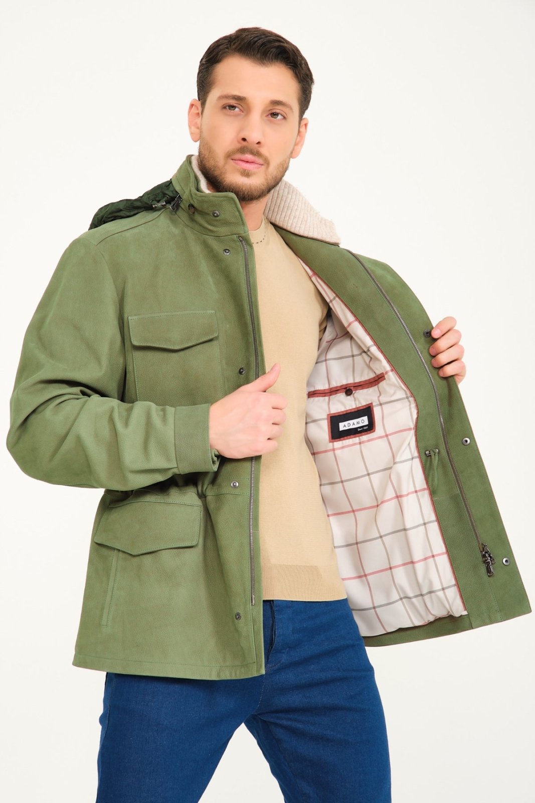 Green Leather Jacket - ADAMO