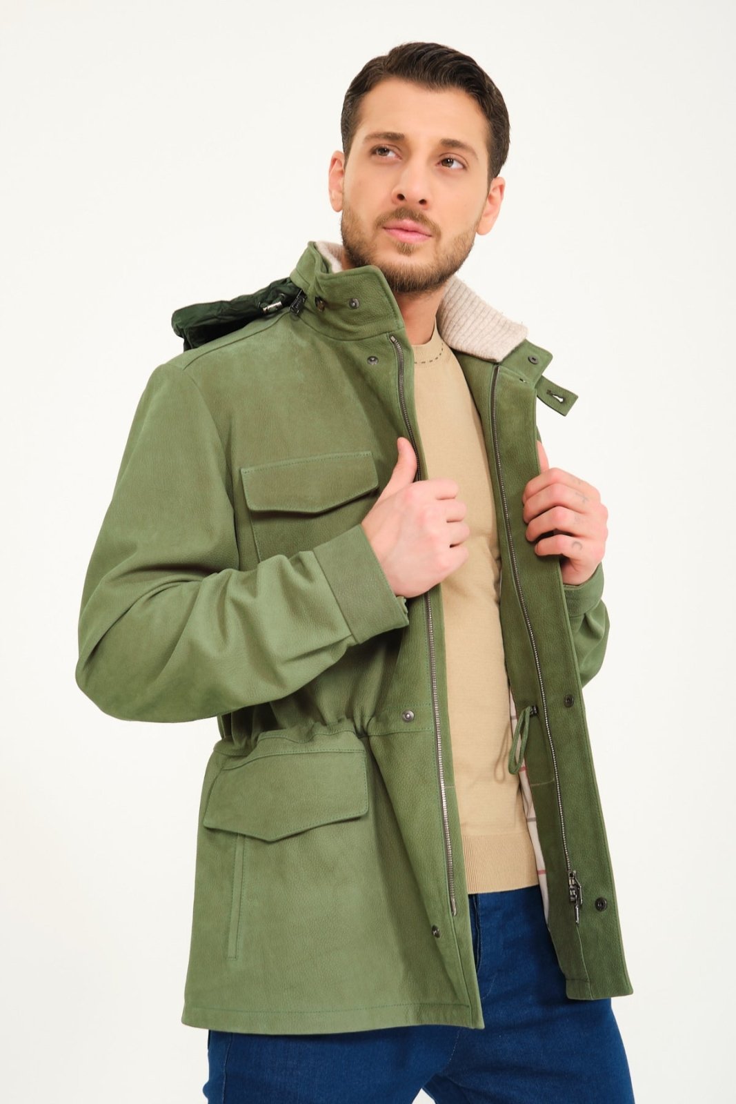 Green Leather Jacket - ADAMO