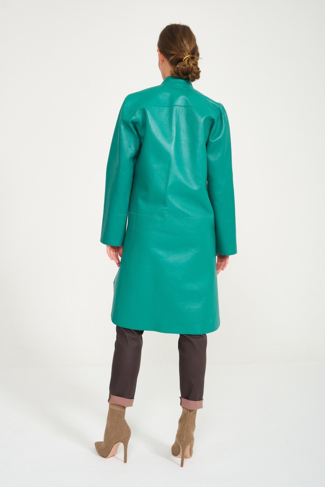 Green Leather Long Shirt - ADAMO