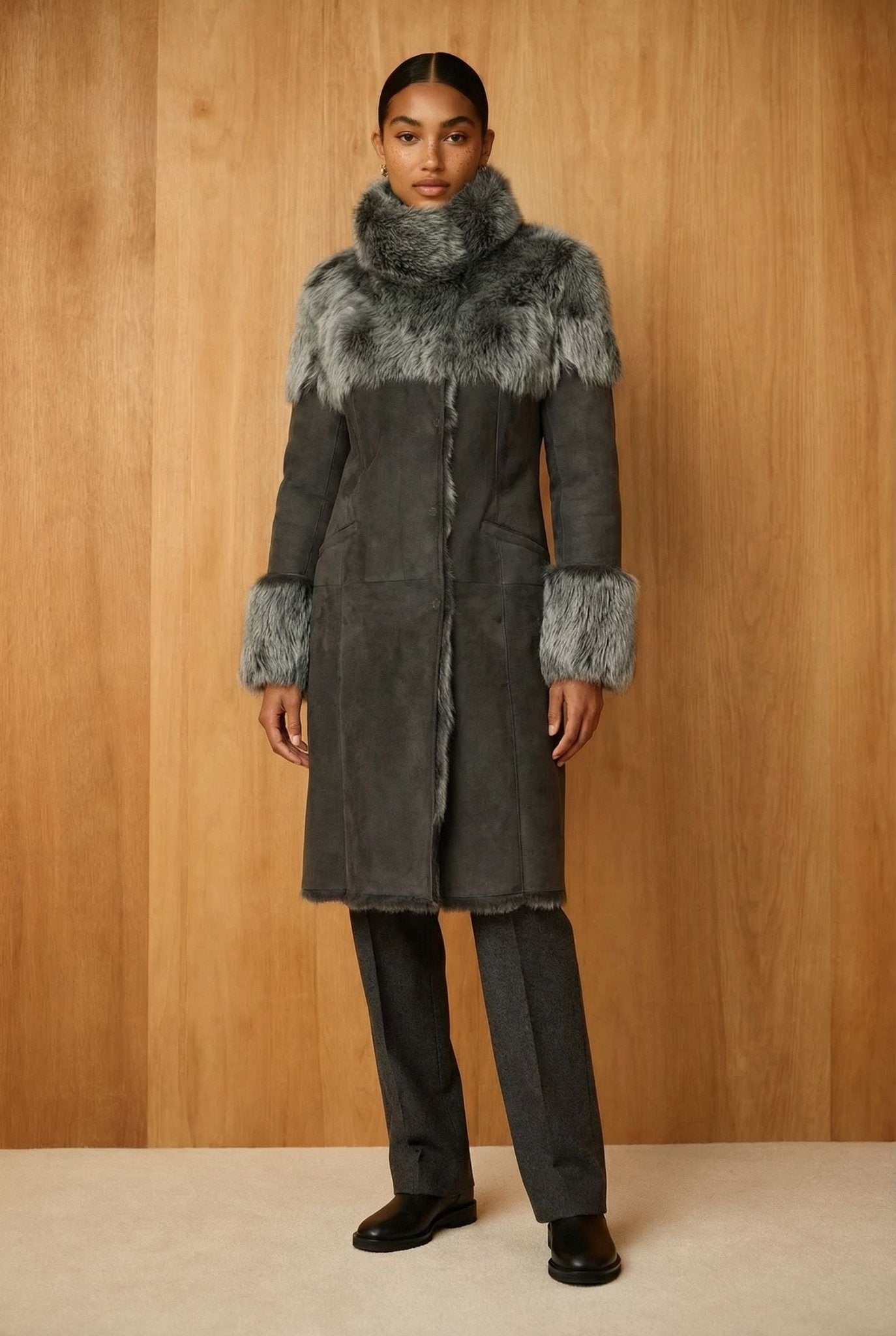 Green Long Fur Coat - ADAMO