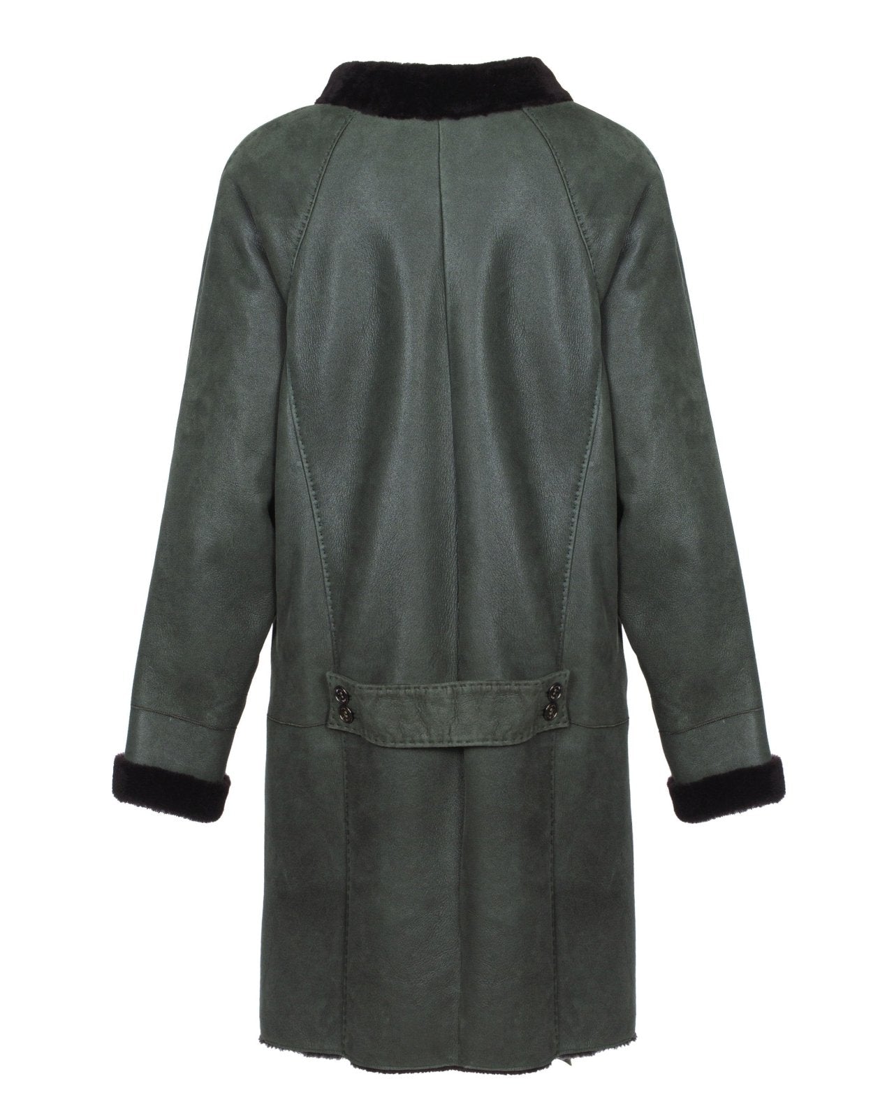 Green Long Leather Coat - ADAMO