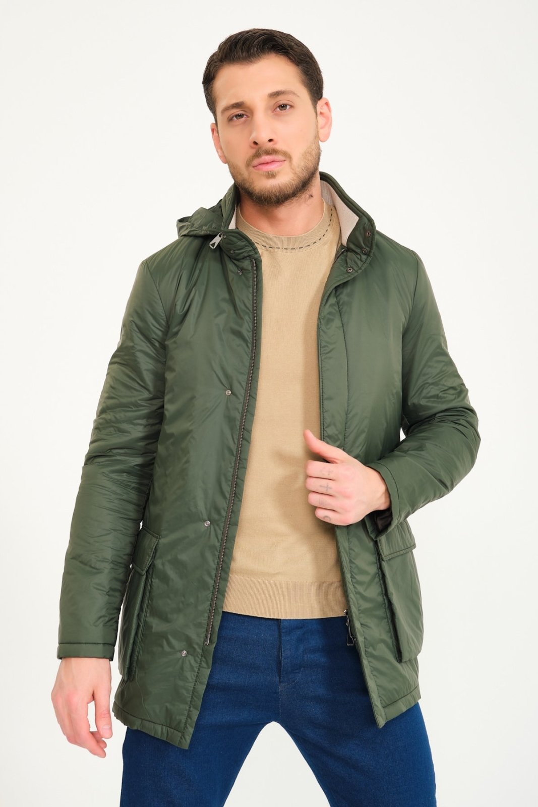 Green Long Waterproof Coat - ADAMO