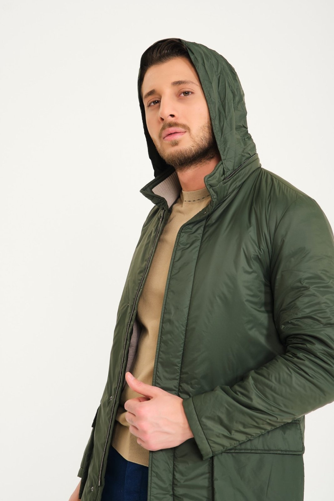 Green Long Waterproof Coat - ADAMO