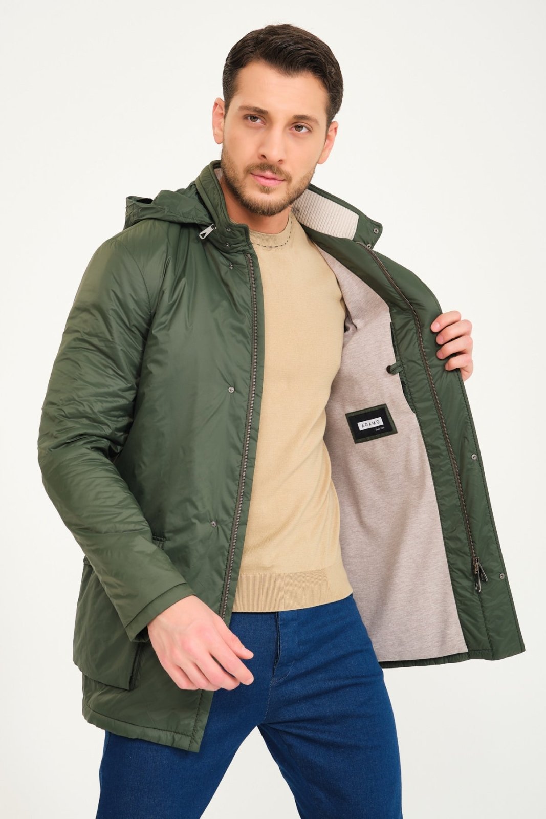 Green Long Waterproof Coat - ADAMO