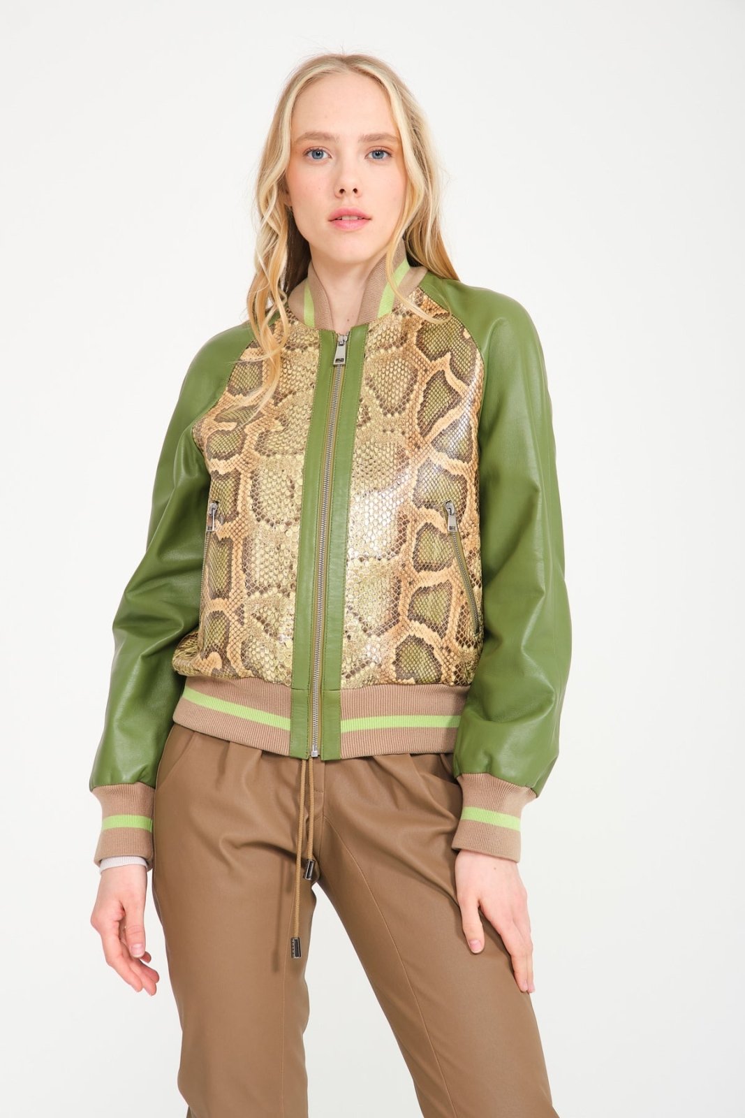 Green Python Leather Jacket - ADAMO