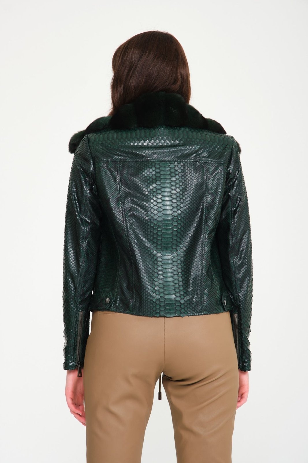 Green Python Leather Jacket - ADAMO