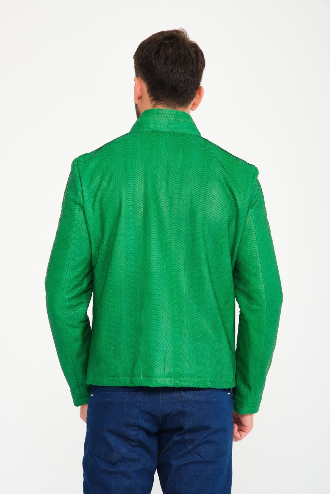 Green Python Leather Jacket - ADAMO