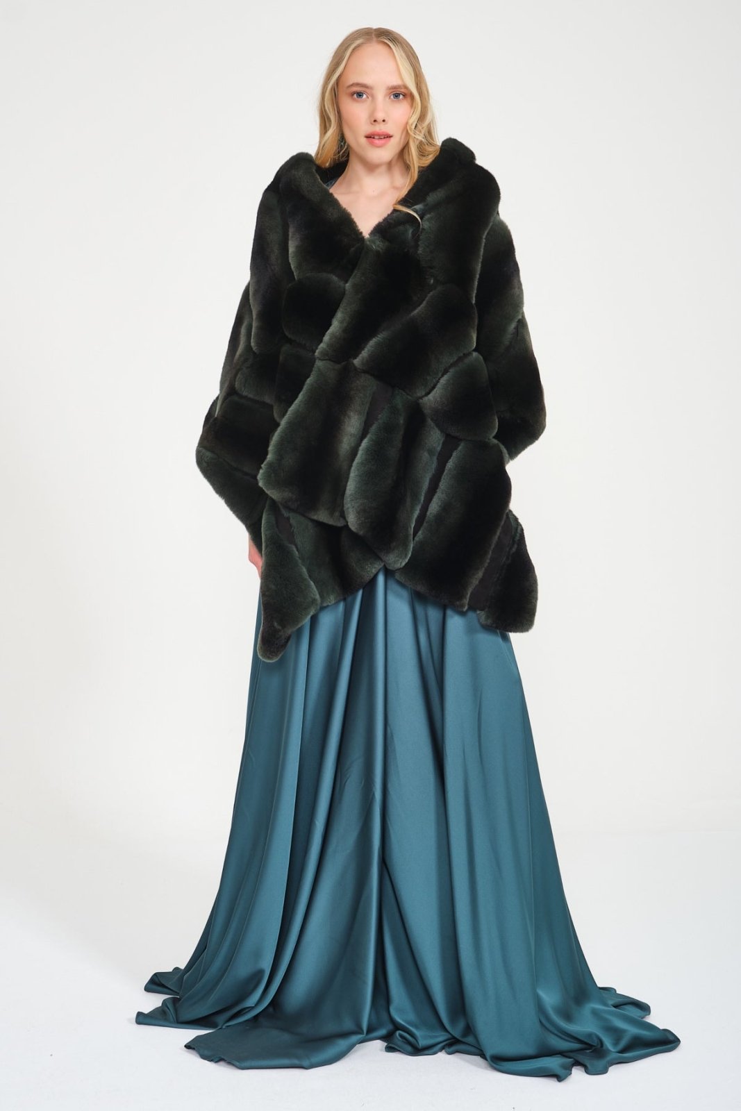 Green Rex Fur Shawl - ADAMO