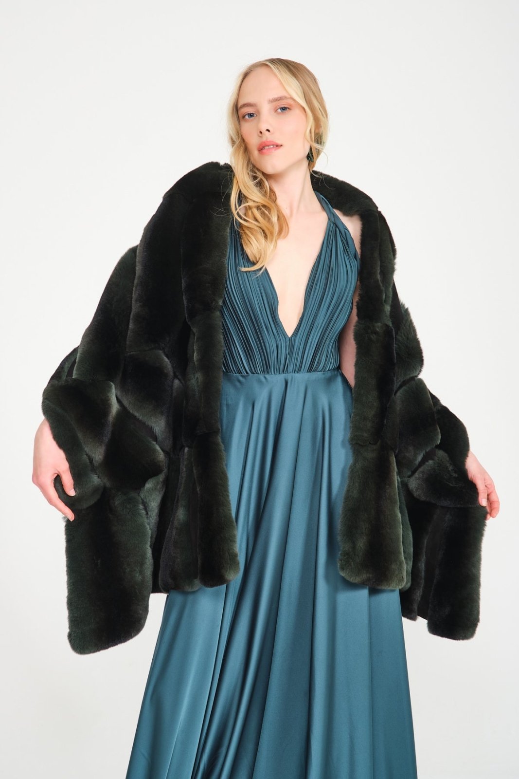 Green Rex Fur Shawl - ADAMO