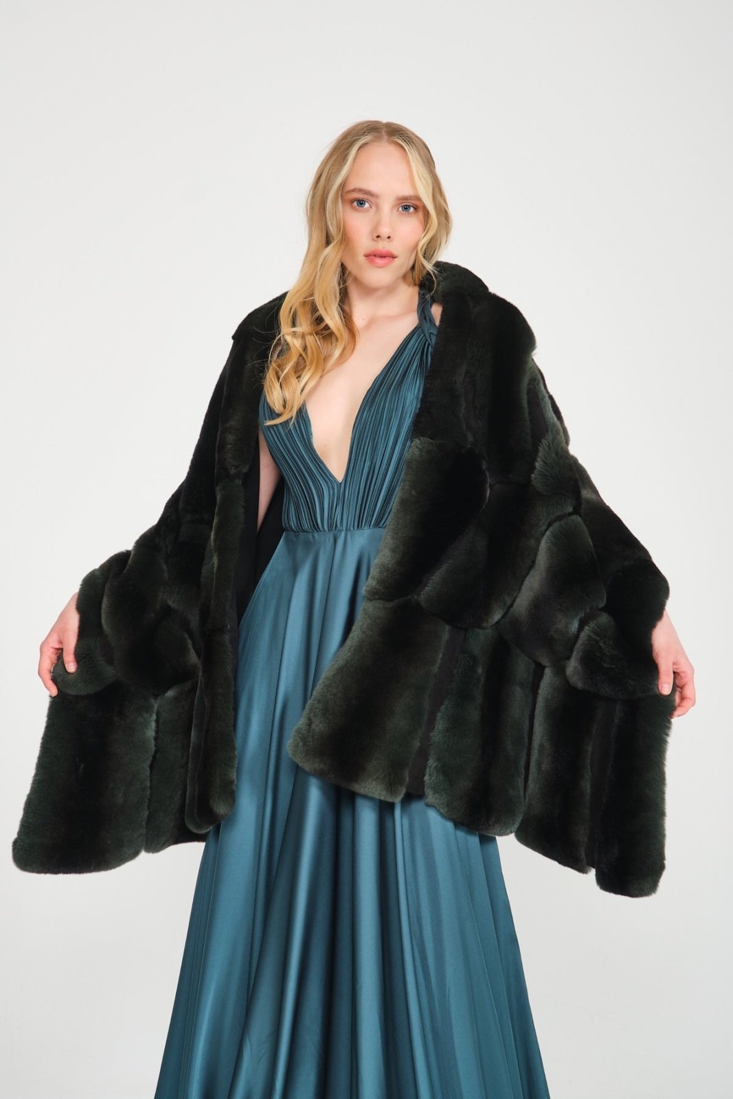 Green Rex Fur Shawl - ADAMO