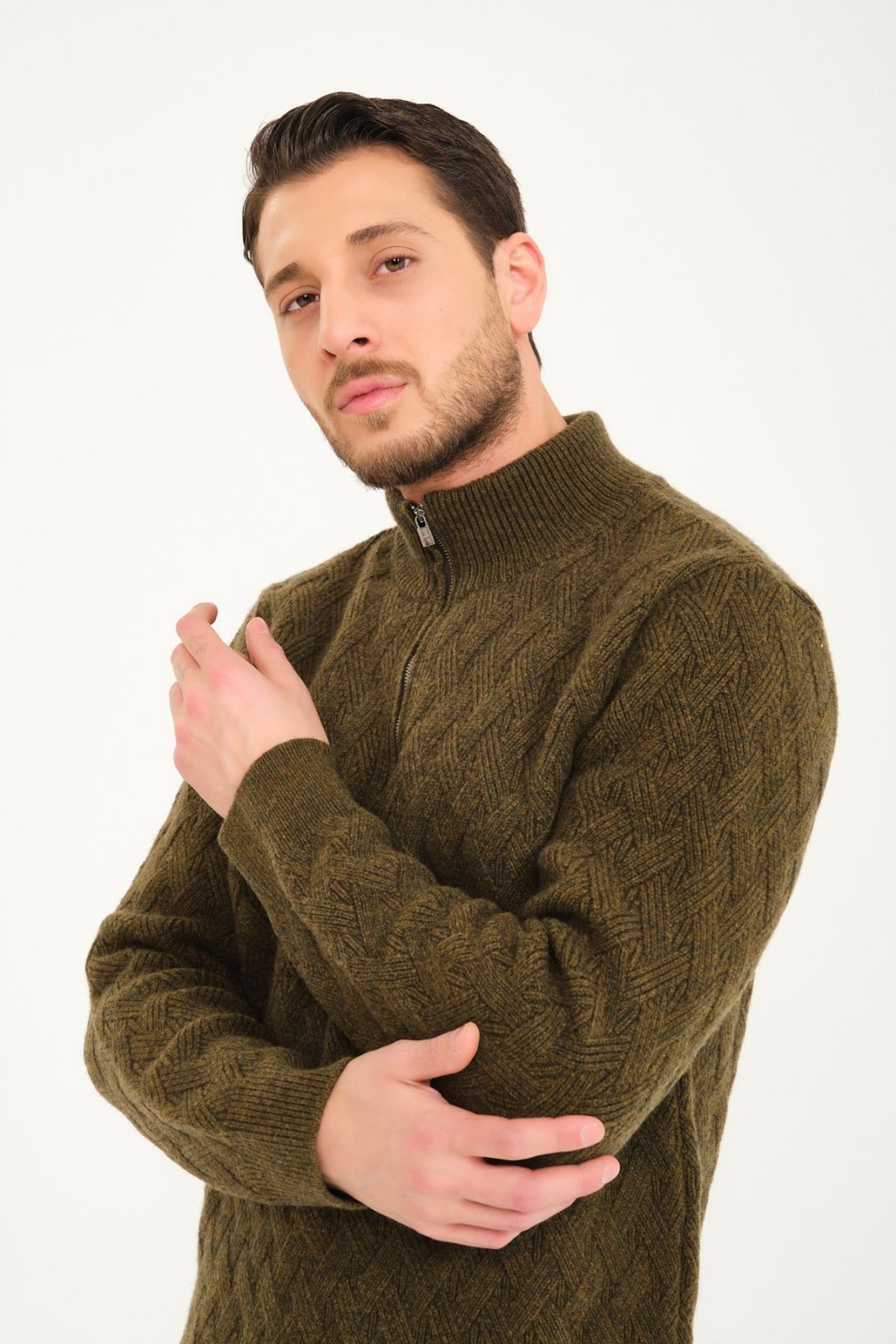 Green Wool Knit Sweater - ADAMO