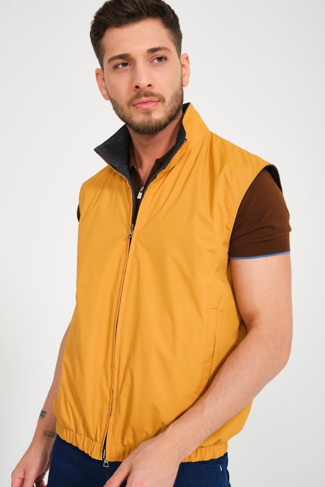 Grey / Amber Double Face Waterproof Vest - ADAMO