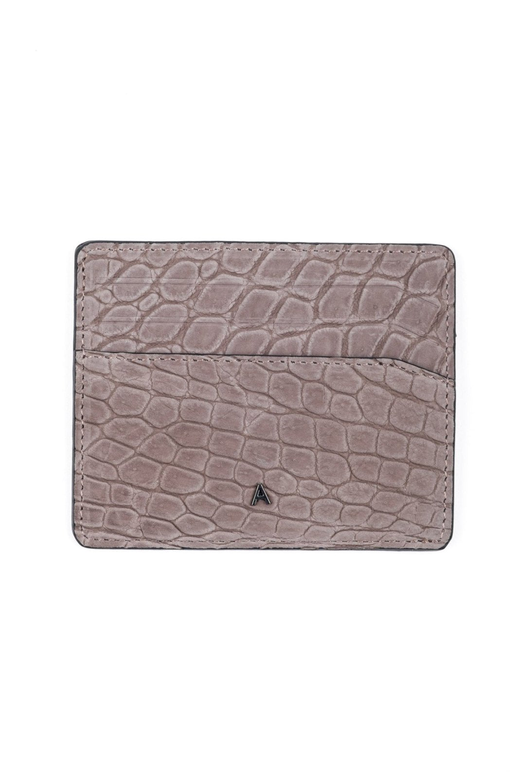 Grey Crocodile Leather Card Holder - ADAMO