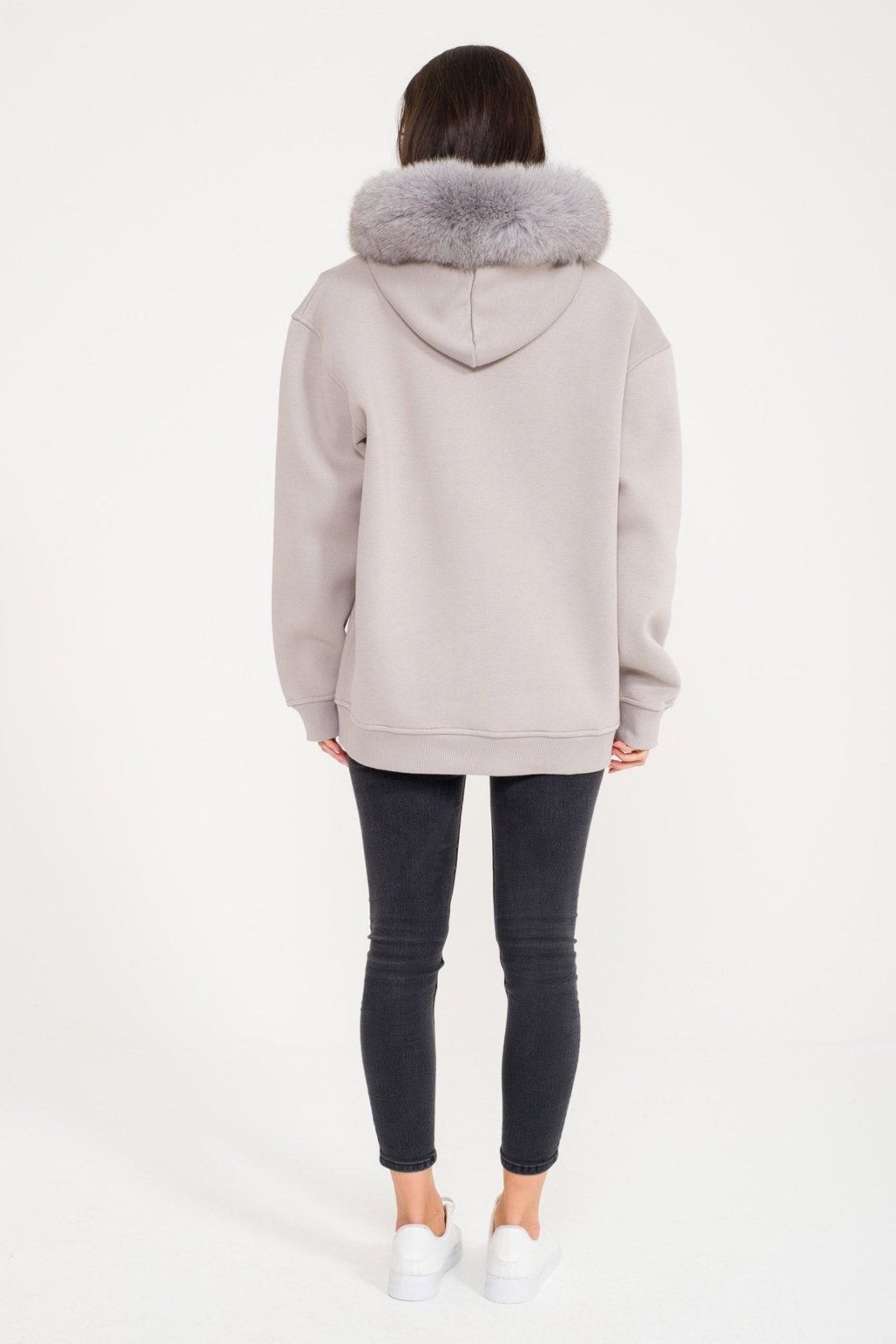 Grey Fox Fur Hoodie - ADAMO