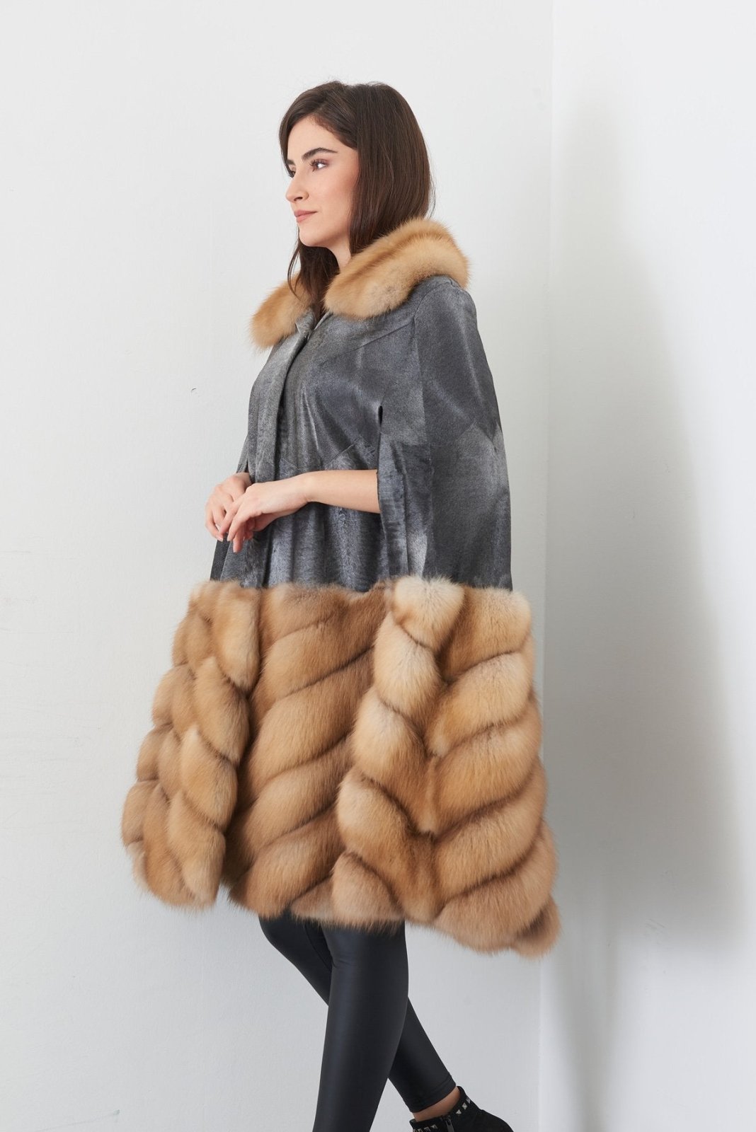 Grey Fur Coat - ADAMO