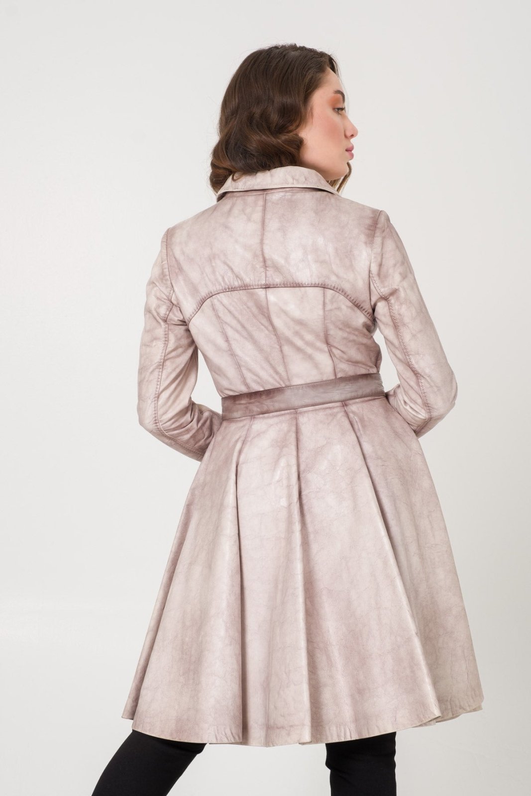 Grey Leather Coat - ADAMO