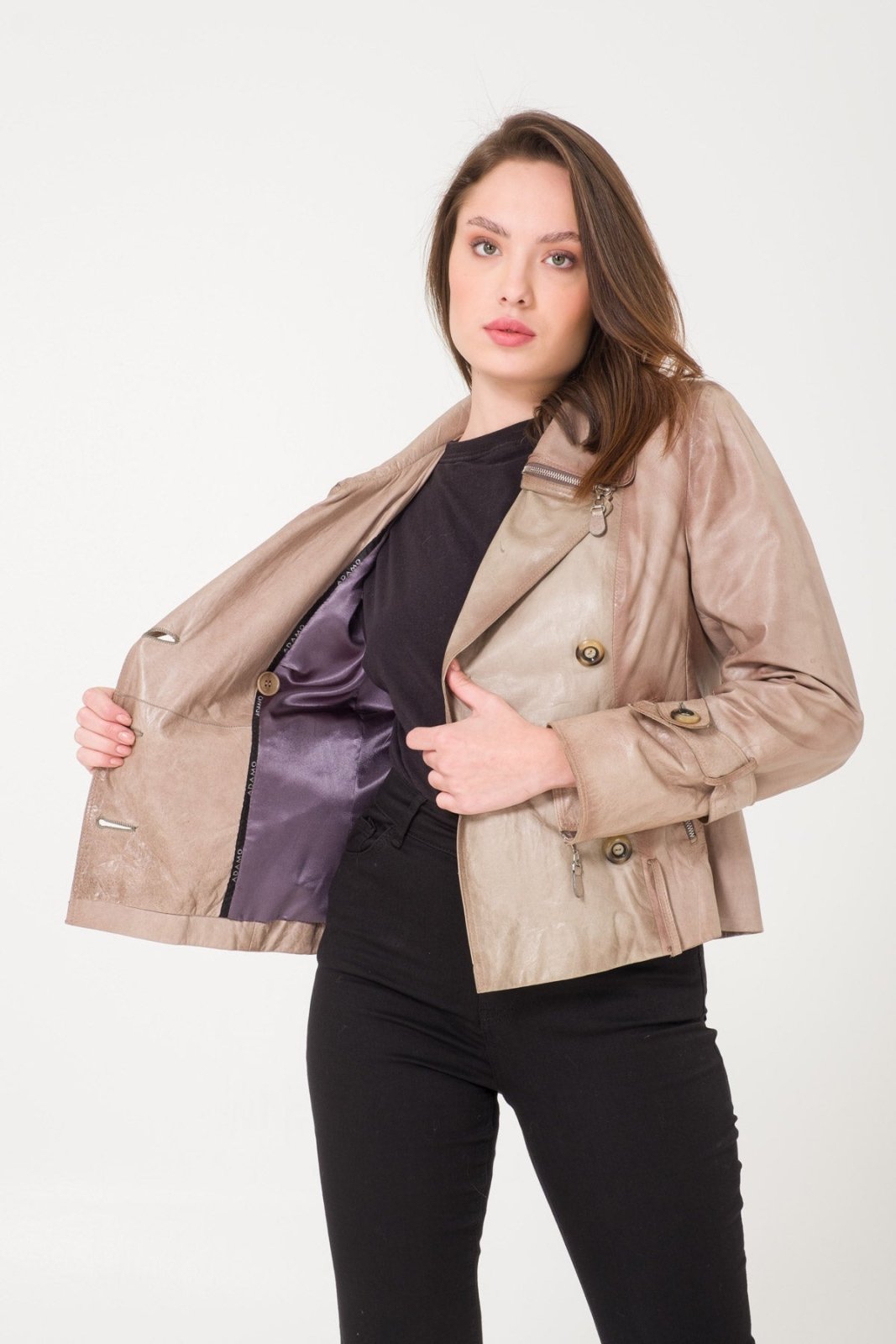 Grey Leather Jacket - ADAMO