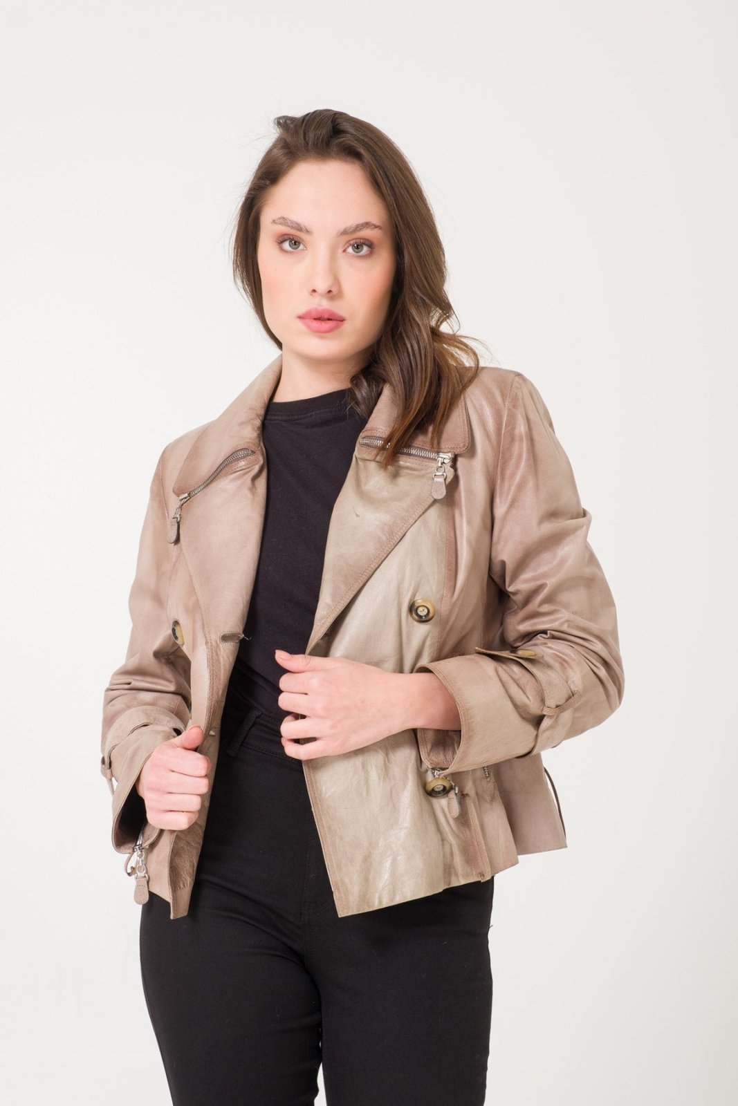 Grey Leather Jacket - ADAMO