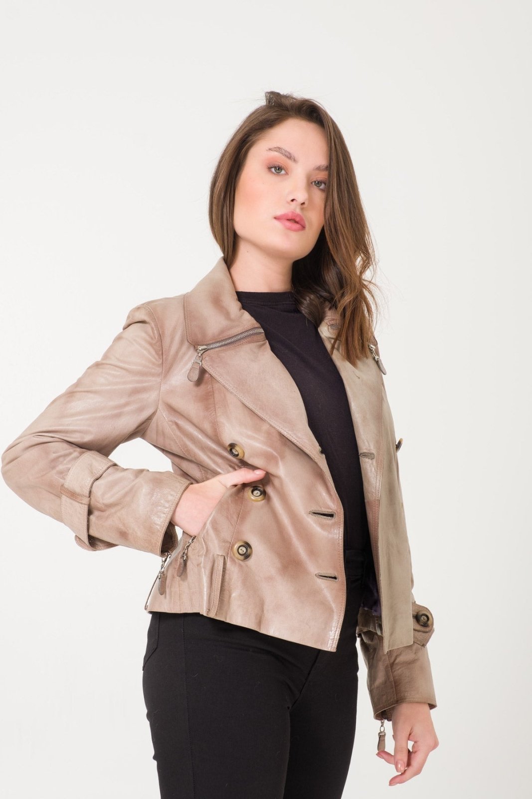 Grey Leather Jacket - ADAMO