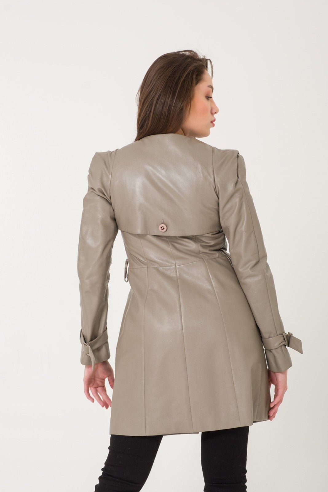 Grey Leather Trench Coat - ADAMO