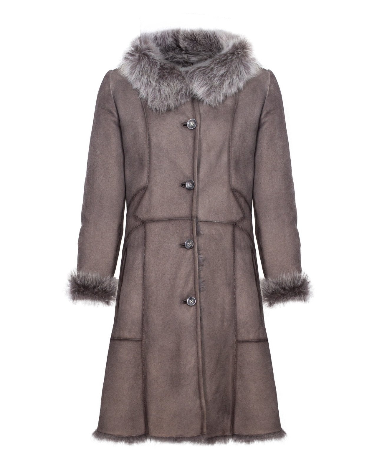 Grey Long Leather Coat - ADAMO