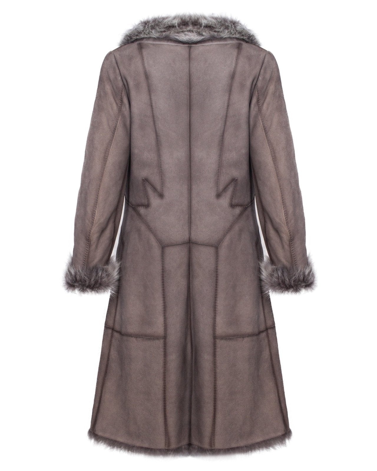 Grey Long Leather Coat - ADAMO