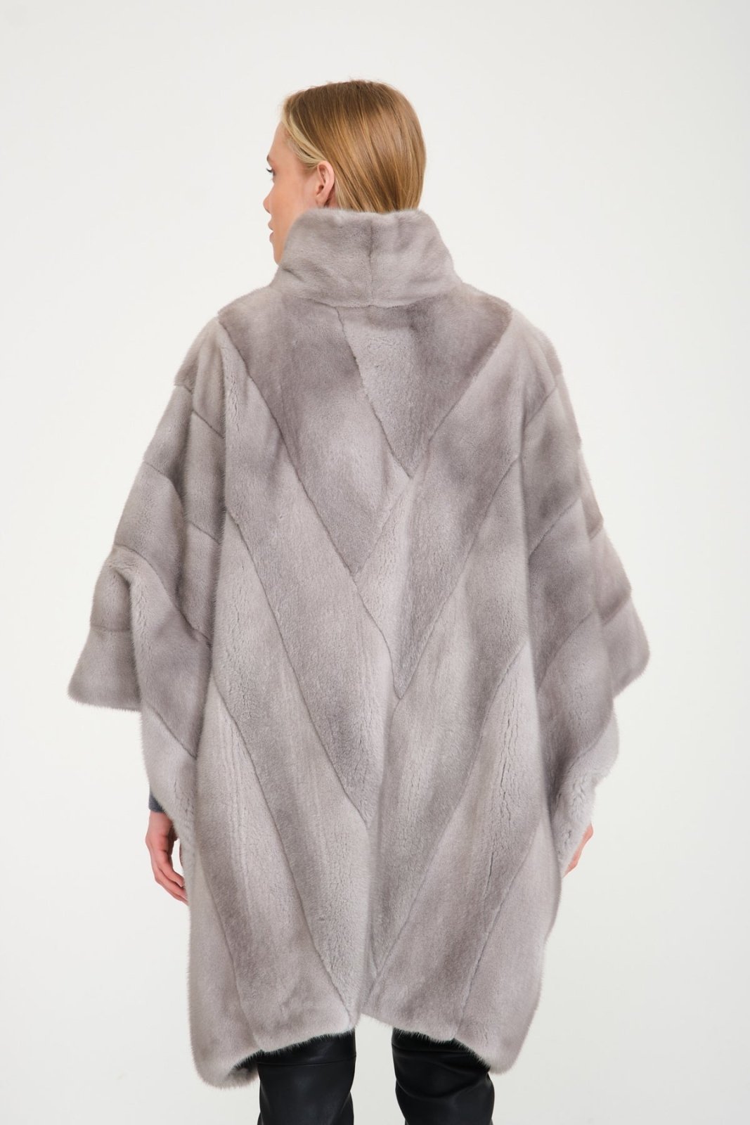 Grey Long Mink Fur Coat - ADAMO