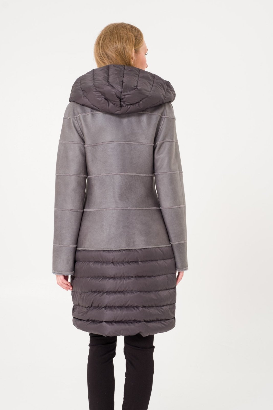 Grey Long Shearling Coat - ADAMO