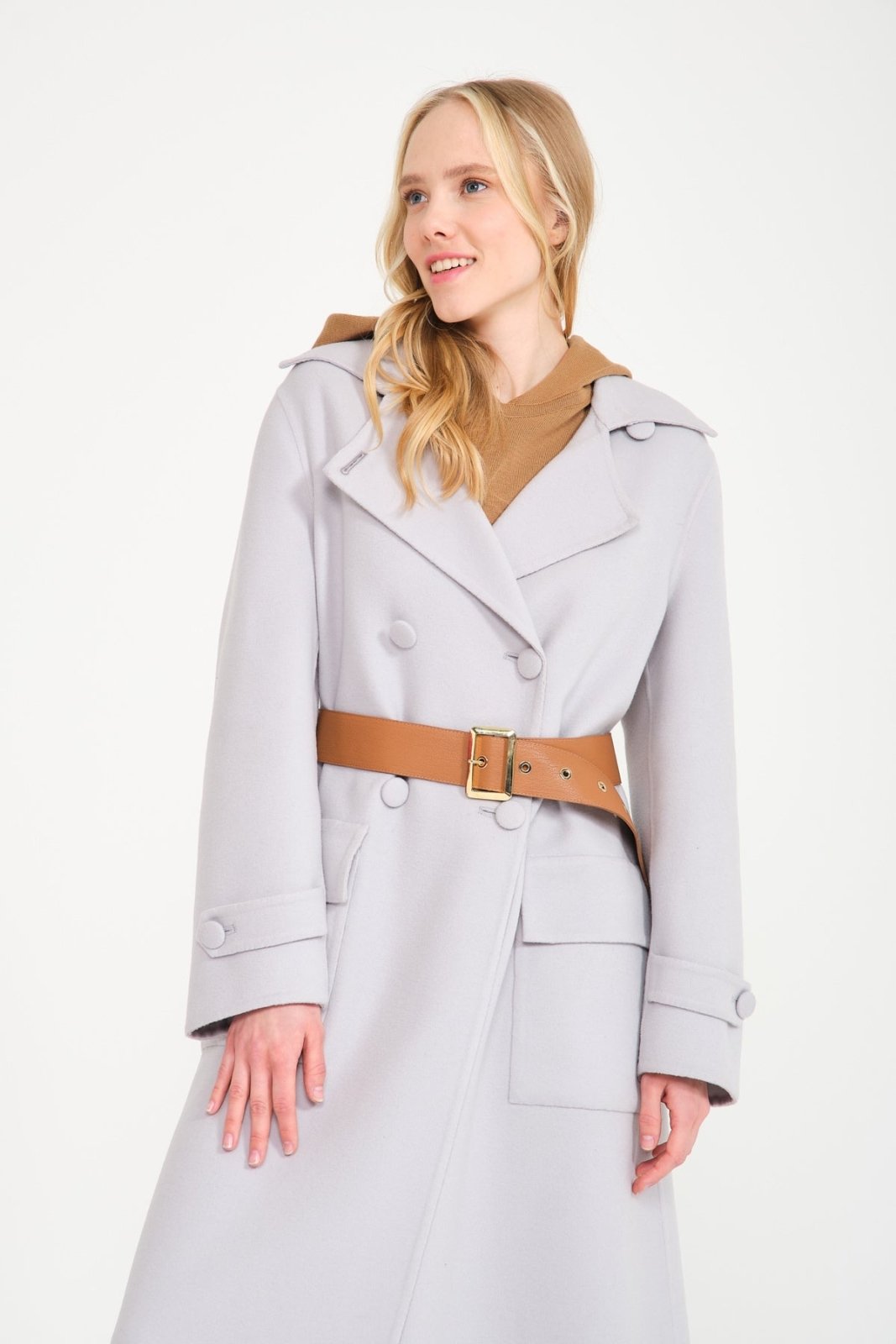 Grey Long Wool Coat - ADAMO