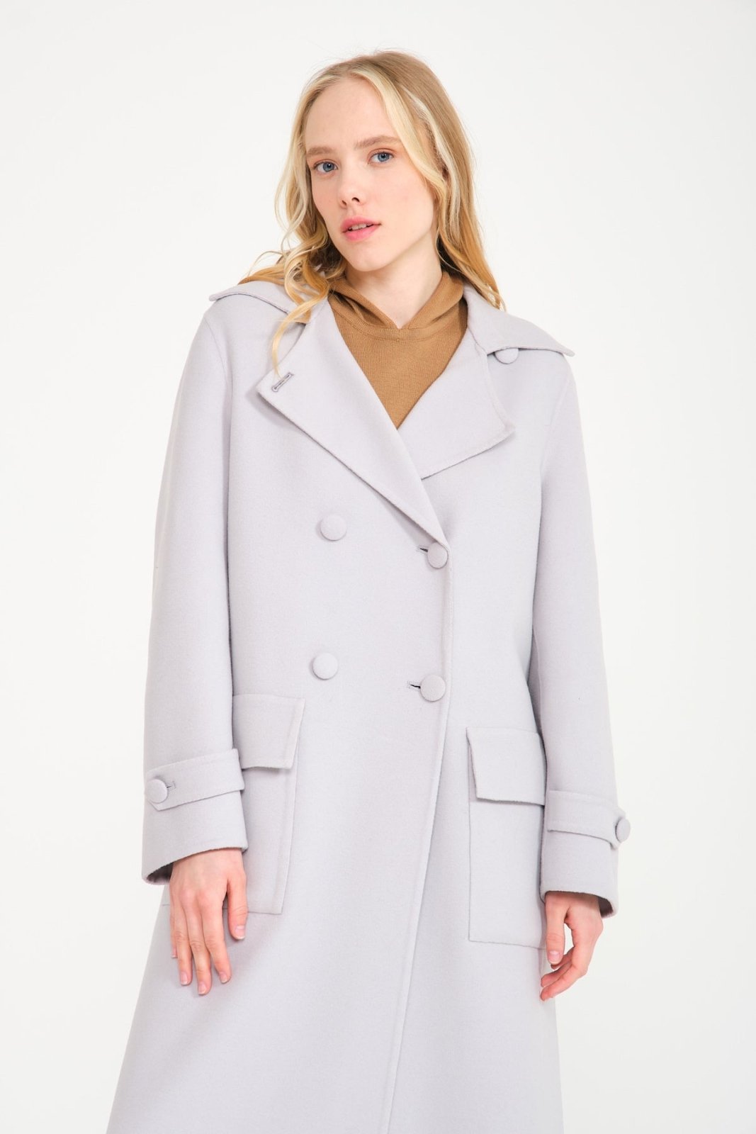 Grey Long Wool Coat - ADAMO