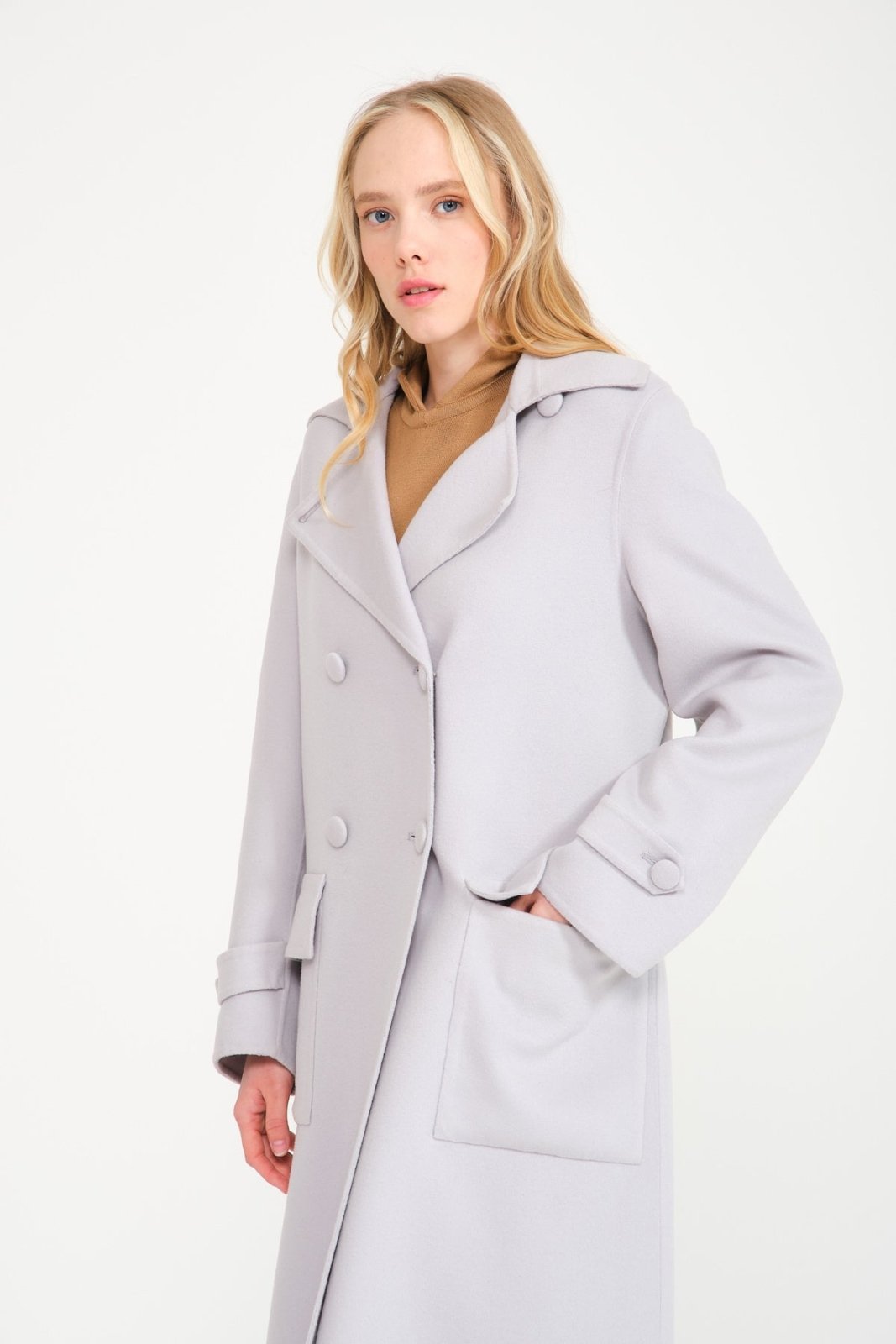 Grey Long Wool Coat - ADAMO