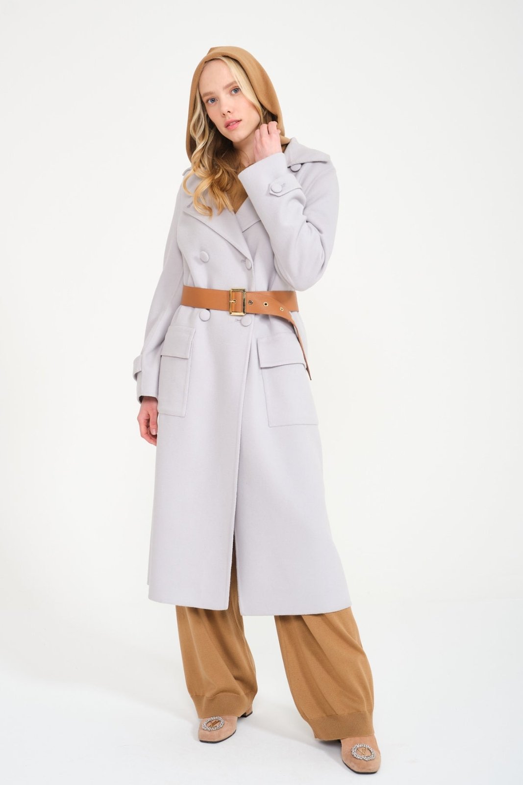 Grey Long Wool Coat - ADAMO