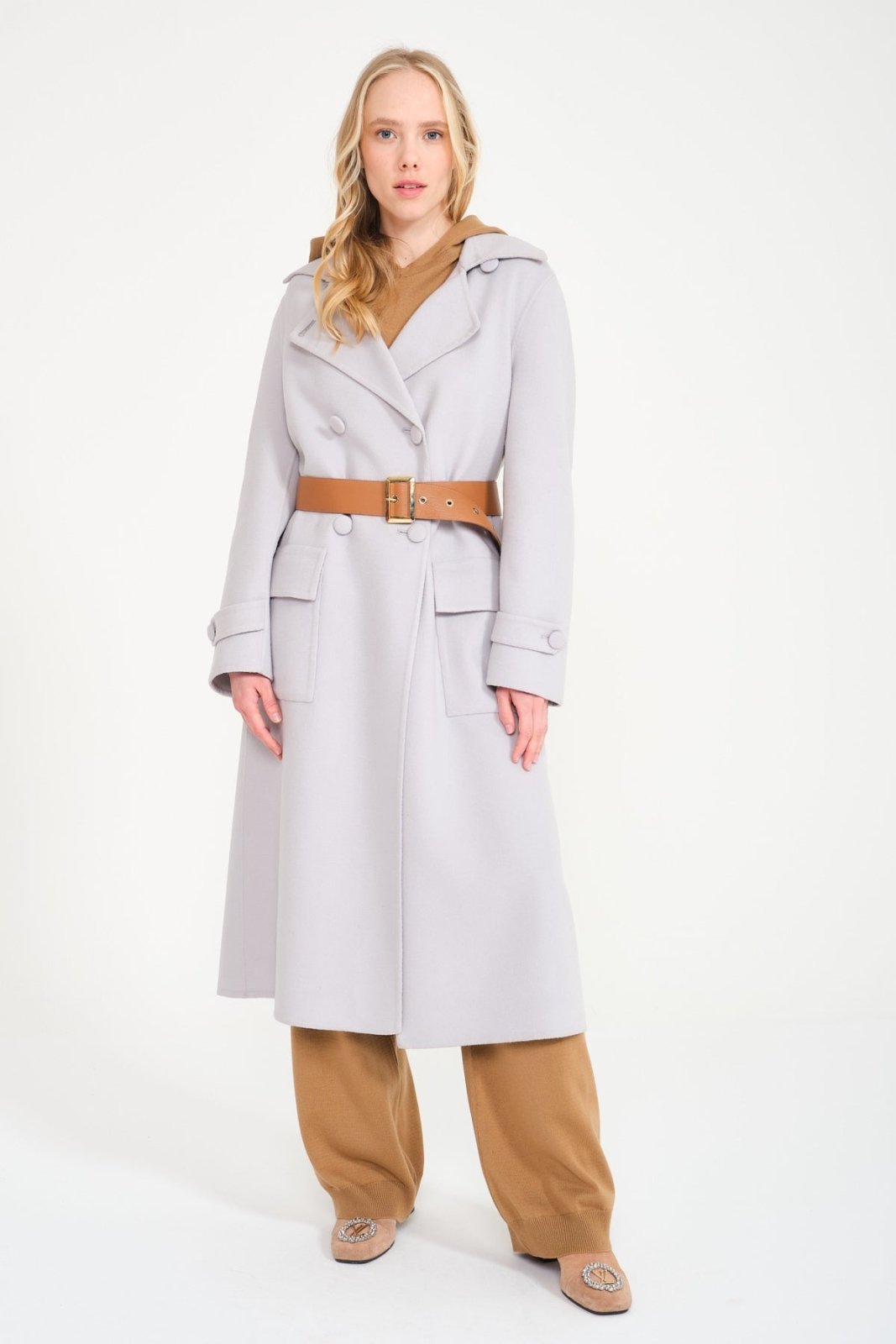 Grey Long Wool Coat - ADAMO