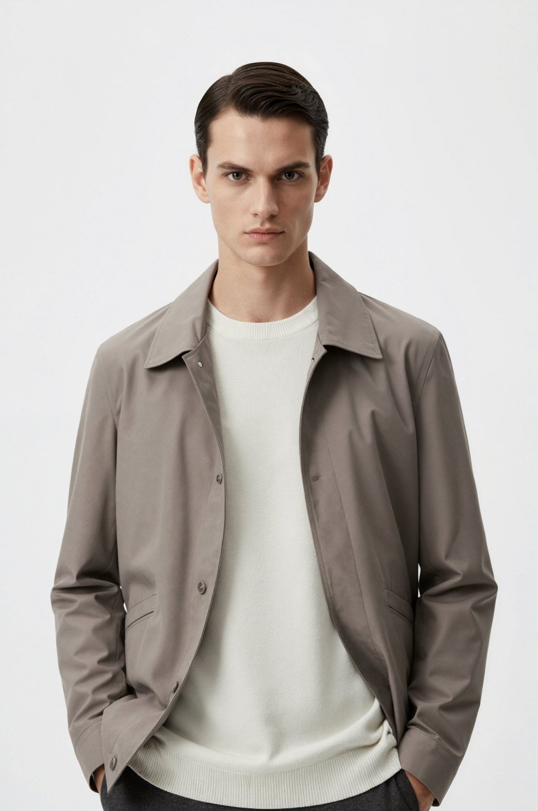Grey Minimal Tailored Jacket - ADAMO