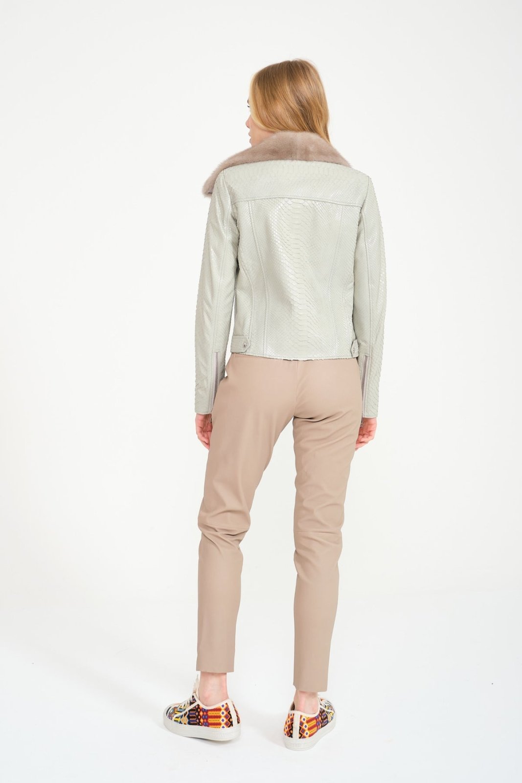 Grey Python Leather Jacket - ADAMO