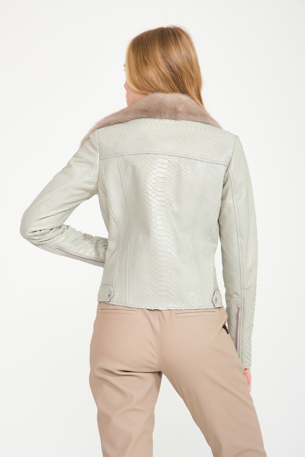 Grey Python Leather Jacket - ADAMO