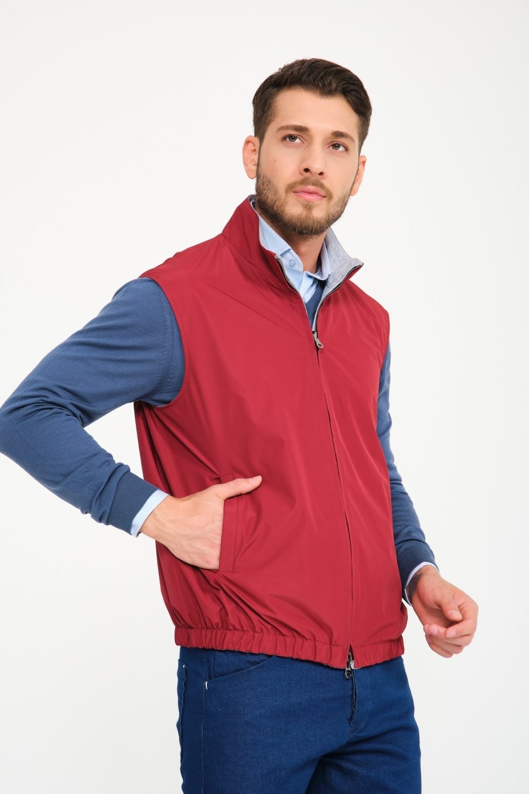 Grey / Red Double Face Waterproof Vest - ADAMO