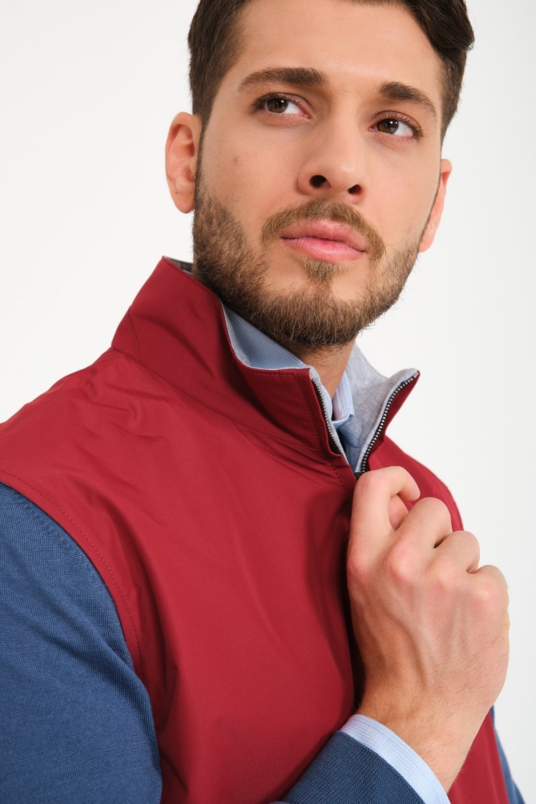 Grey / Red Double Face Waterproof Vest - ADAMO