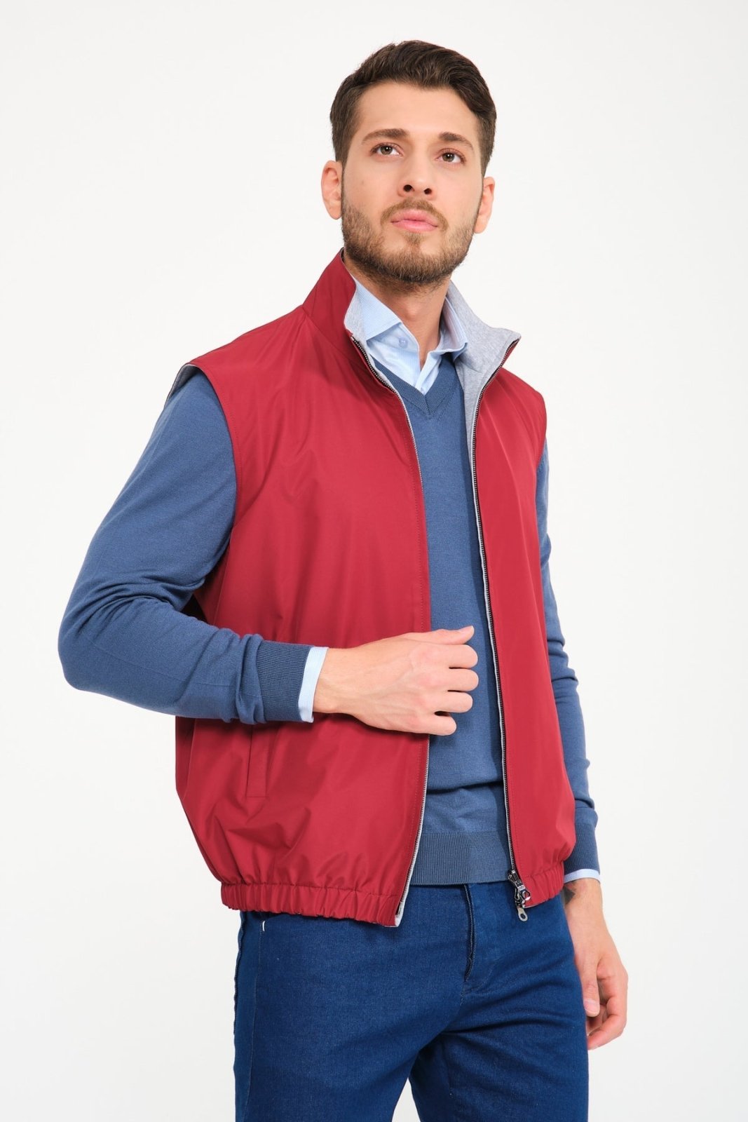 Grey / Red Double Face Waterproof Vest - ADAMO