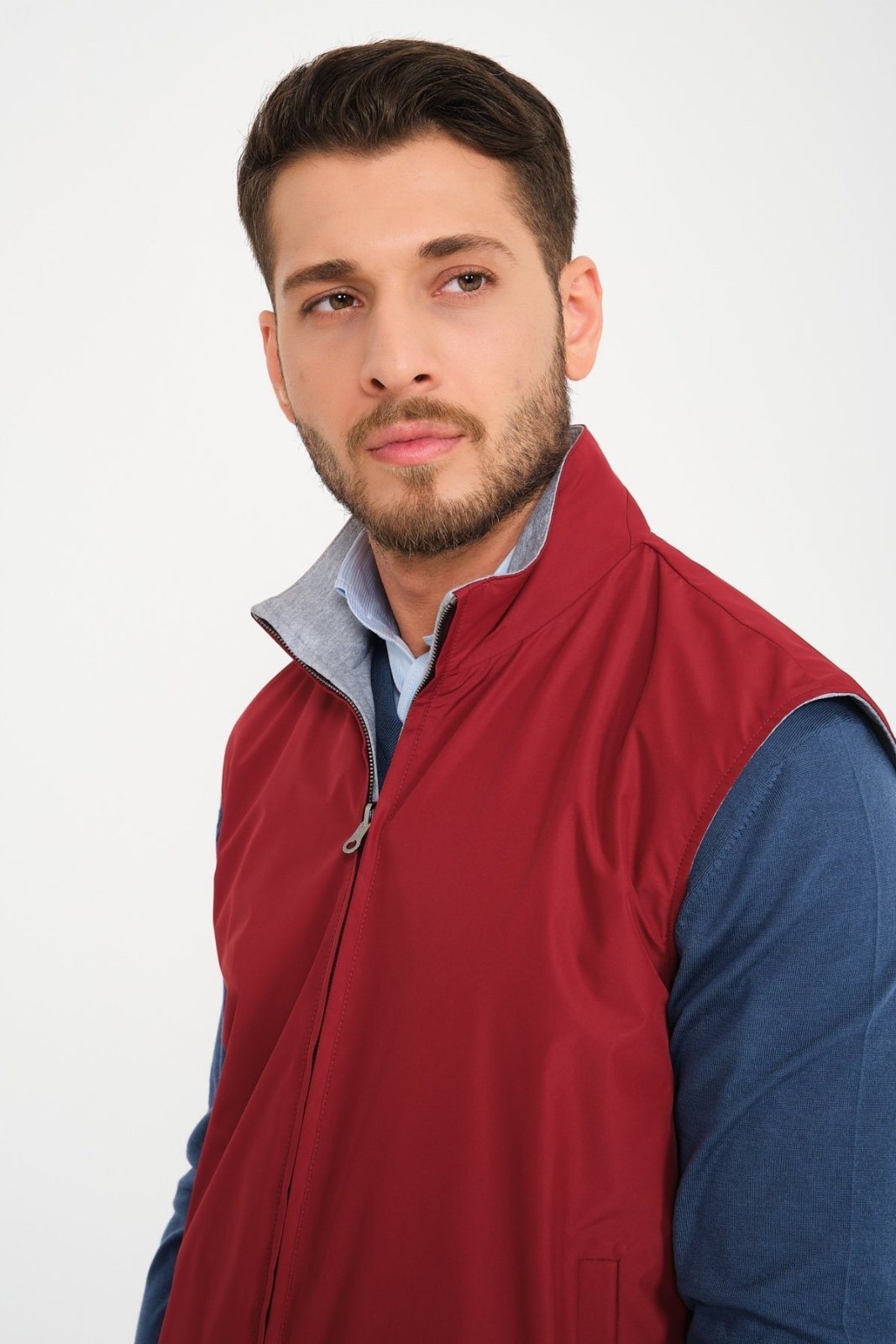 Grey / Red Double Face Waterproof Vest - ADAMO