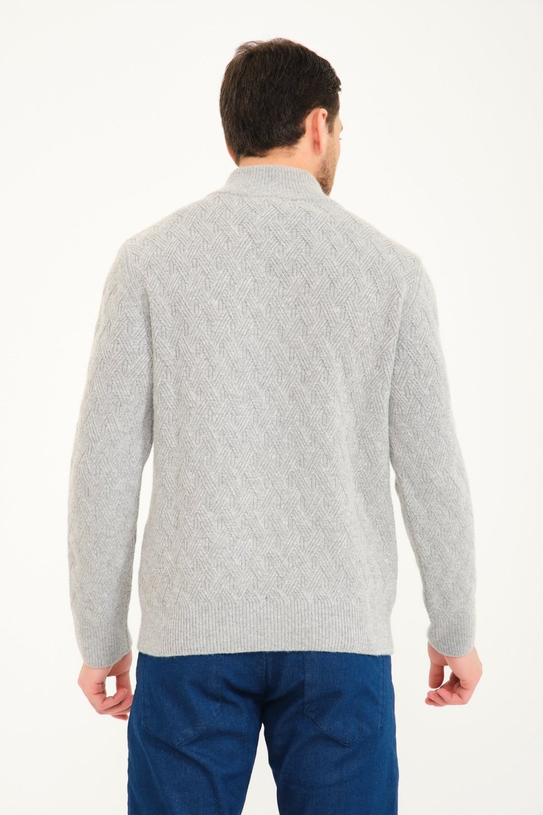 Grey Wool Knit Sweater - ADAMO